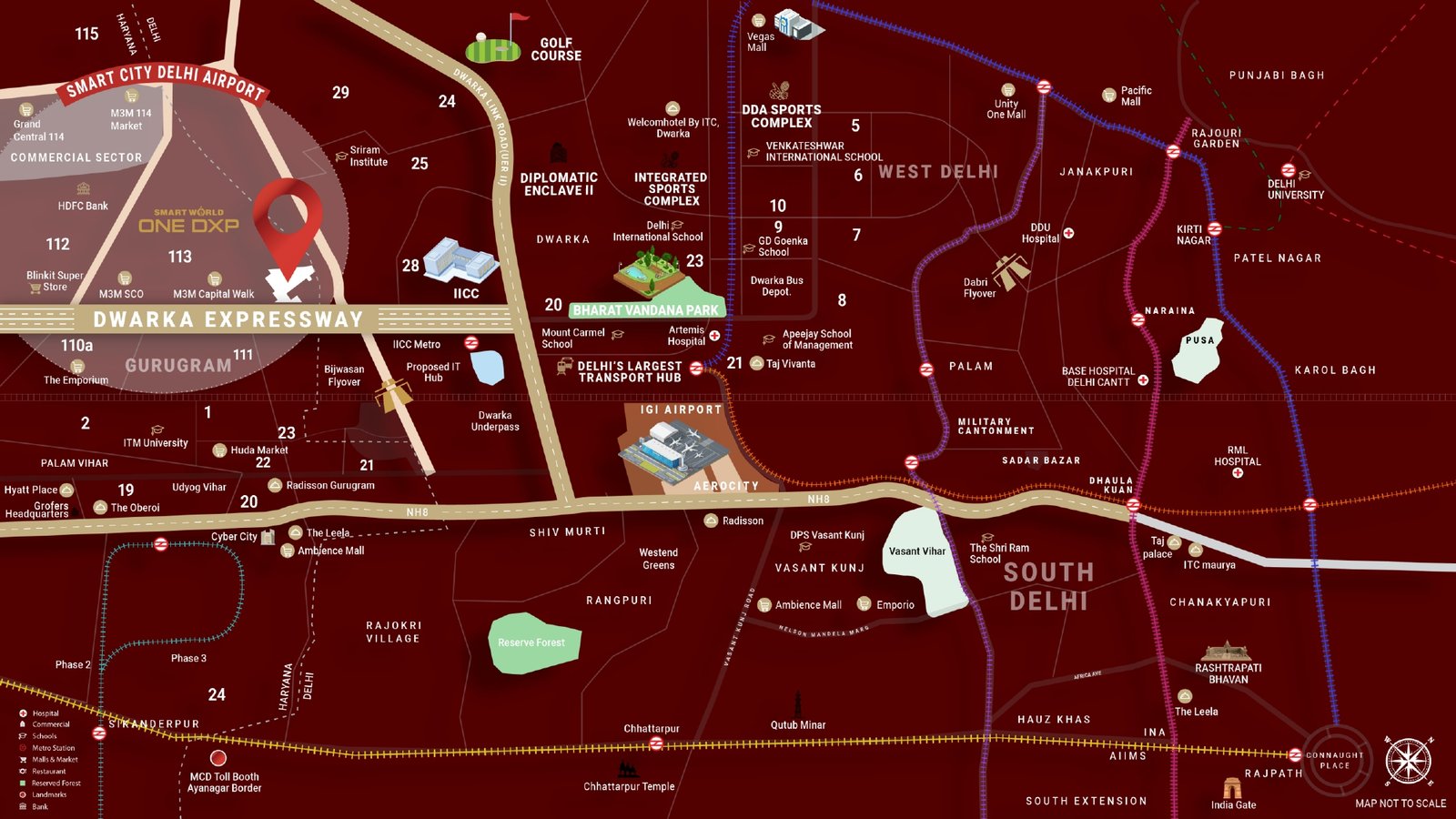 Location map of Smartworld Le Courtyard Sector 98 Noida near Noida Expressway